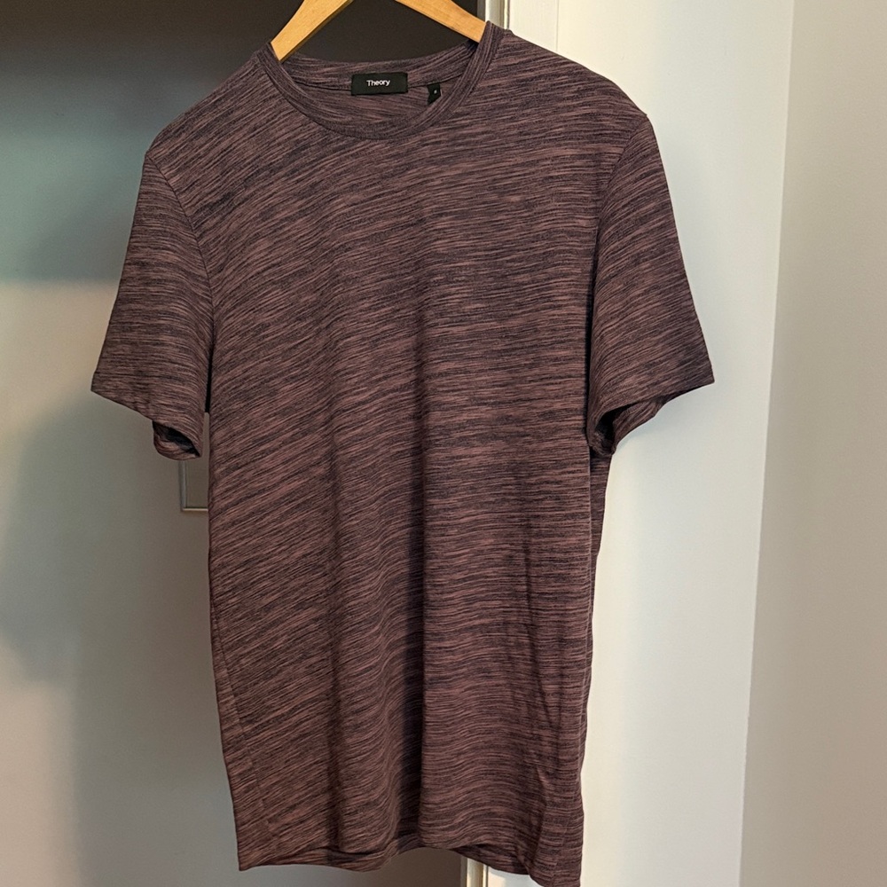 NWT Theory Men's Plum and Charcoal Heather Tee